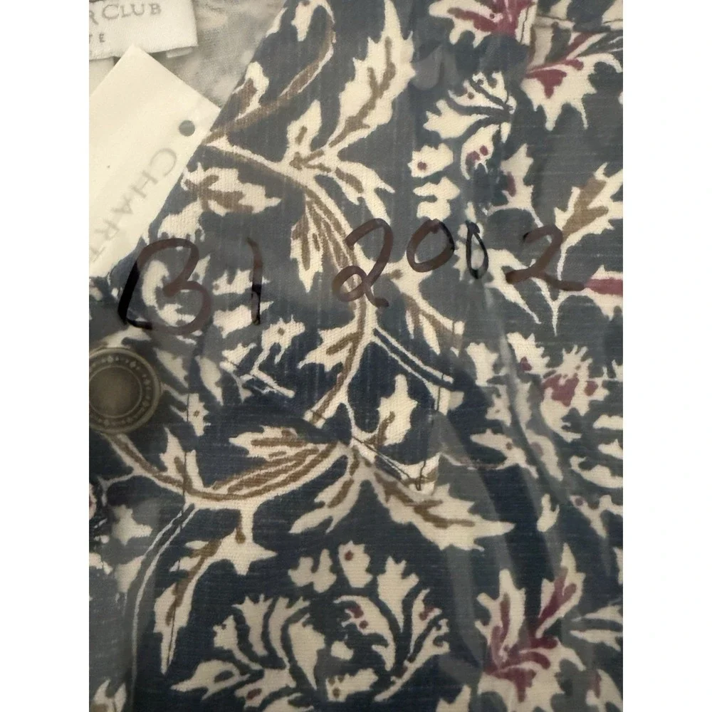 Charter Club Denim Jacket Floral Print Button Up Style Cotton Blend Size PM NWT - Picture 9 of 9